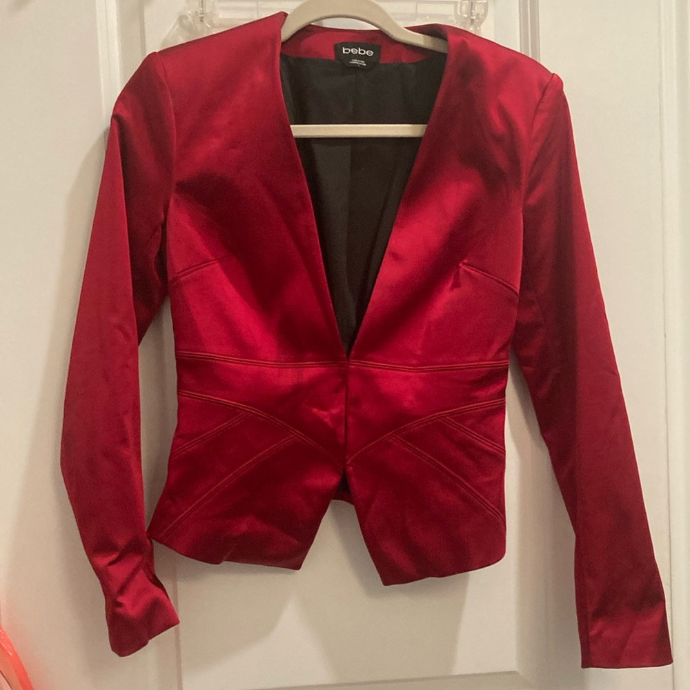 Bebe Red Satin blazer size 2